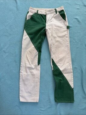 PACSUN Two-Tone Green & White Patchwork Jeans 26 *RARE*